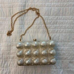 Luxury Unique Pearl Bubble Clutch with Gold Chain